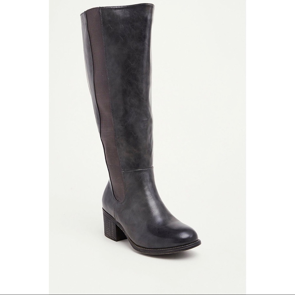 Torrid faux leather knee high boot grey wide calf